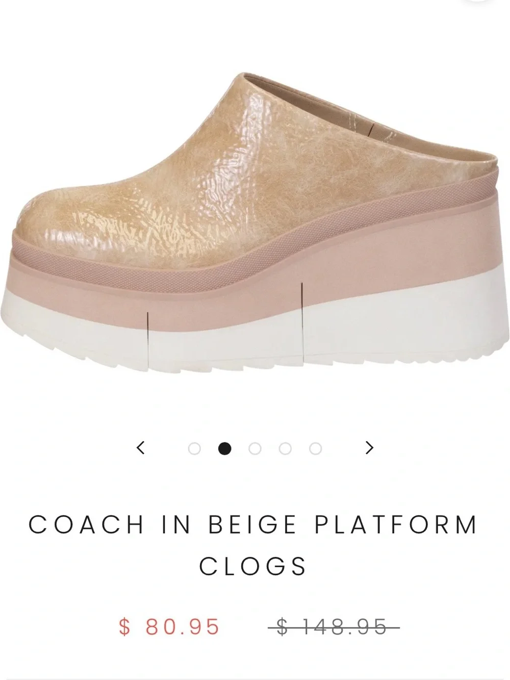 Naked Feet Patent Platform Mules in Cognac and Cream